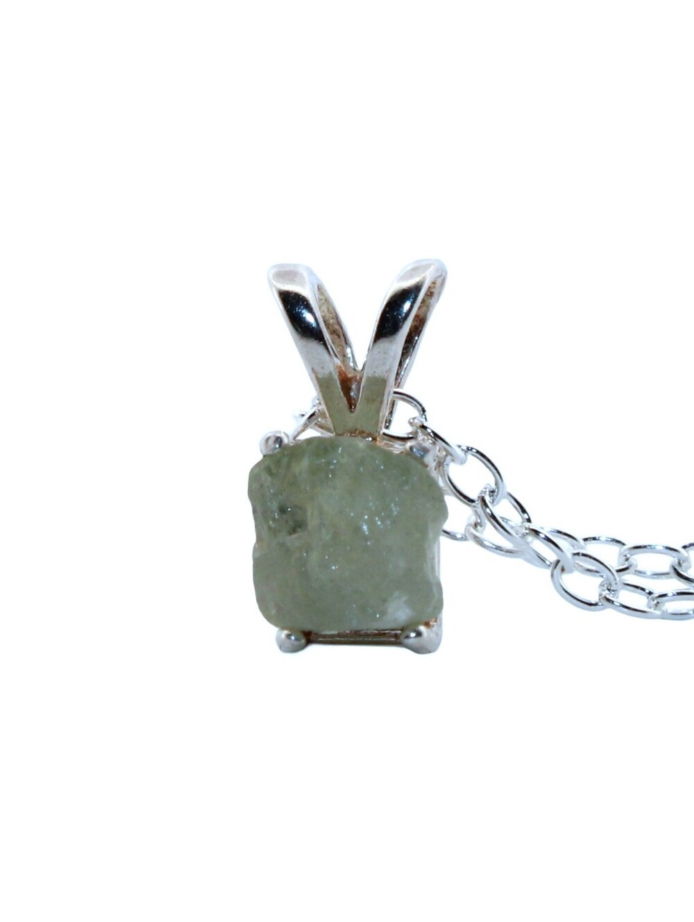 Unique Natural Rough 1.4ct Green Montana Sapphire Sterling Silver Necklace 410